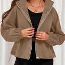 PRETTYGARDEN Womens 2026 Winter Fleece Sherpa Jacket Trendy Long Sleeve Zip Up Cropped Warm Coat Fall Fashion Workout Clothes (S)