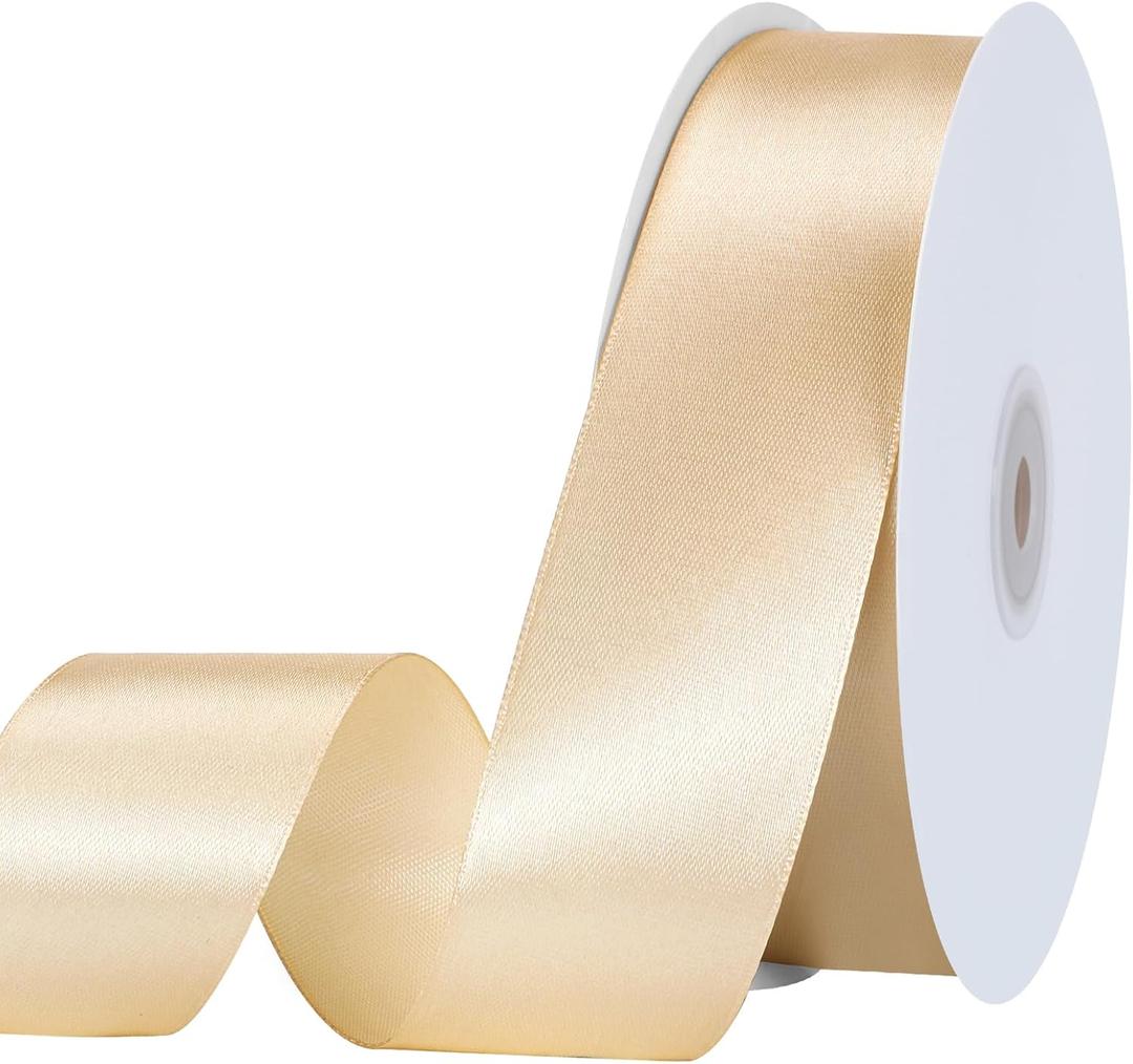 120 Yards Champagne Ribbon1-1/2 Inch Gold Satin Ribbon Christmas Gift Bows for Gift Wrapping Wedding Invitation Party Graduate Christmas Decorations