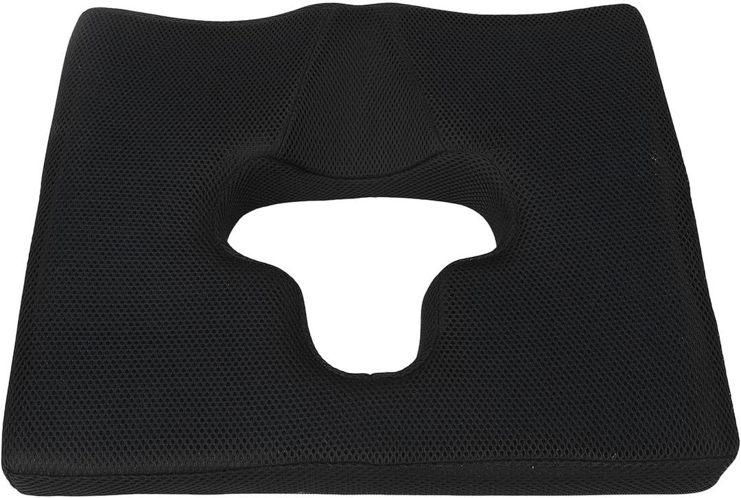 Anti Bedsore Cushion, Breathe Freely Fiber Material Bedsore Cushions for Butt, T Shaped Opening Triangular Slope Design Anti Decubitus Cushion for Elderly, Bedridden, Disabled (Blue With Black Cover)