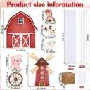 Leinuosen Large Farm Animal Backdrop Party Decorations Red Barn and Windmill Photo Backgrounds with Farm Animal Stand-ups, Straw Boxes for Girls Boys Birthday Photography Baby Shower Party Decor