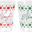 xo, Fetti Naughty + Nice Plastic Cups | 30 pcs 12 oz | Red Christmas Drinkware, Green Xmas Decorations, Clear Holiday Party Drinks, Friedsmas