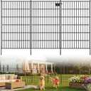Toolterritary 10 Panels No Dig Garden Fence with Gate, 48in(H) x 26.0ft(L) Rustproof Metal Animal Barrier Fence, Outdoor Decorative Yard Fencing with Ground Stakes for Dogs, Rabbits, Patio