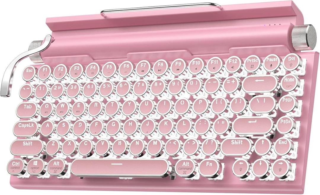 Acogedor Retro Typewriter Keyboard, Vintage with Blue Switches, Multi Device Mechanical Gaming Keyboard for , Android, iOS