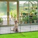 12 Panels Tall Garden Fence Animal Barrier with Gate - 40 in H x 26 ft L, Dog Fence Outdoor for Yard, Rustproof Metal Temporary Fences for Dogs Rabbits, No Dig Pet Fences for Garden, Patio, Flower Bed