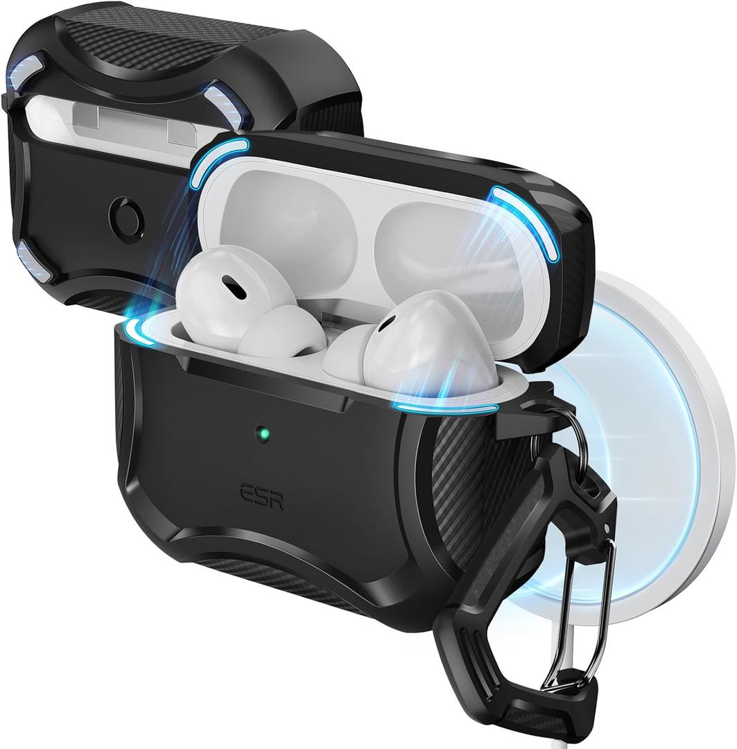 ESR for AirPods Pro 2 Case, Compatible with Airpods Pro Case 2nd / 1st Generation (2023/2022/2019), Compatible with MagSafe, Powerful Drop Protection, Magnetic Lid, Black