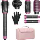 5 in 1 Hot Air Styler & Hair Dryer Brush, High-Speed Blow Dryer, 1300W Fast Drying Curling Without Heat Damage, Volumizing Straightening, Auto Wrap Curlers Includes Travel Storage Bag (Black)