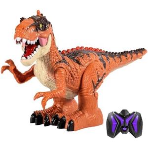 TEMI Remote Control Dinosaur Toy with Simulated Flame Spray for Kids, Walking Dinosaur with Light and Sound for Boys 4-7, Electrical Tyrannosaurus with Fire Breathing, Gifts for Boys Girls 3+