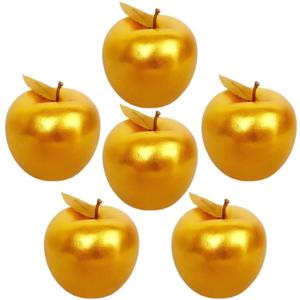 6 Pcs Golden Apples Artificial Golden Fruit Crafts Gold Apples for Home Decoration Christmas Décor
