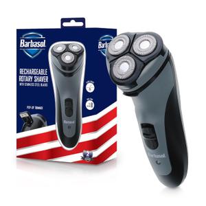 Barbasol Rotary Shaver, Rechargeable Electric Rotary Shaver with Stainless Steel Blades, Pop-Up Trimmer, Wireless Cordless Electric Razor, Close Shave, Full 8 Hour Charge Provides 45 Minute Run-Time