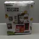 Easface Kids Kitchen Playset, 68 PCS Toddler Kitchen Playset for Toddlers 1-3 3-5, 32.2IN Play Kitchen with Spraying, Light & Sound, Cooking Stove, Play Sink, Oven and Toy Kitchen Accessories (Green)