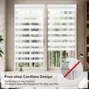 SEEYE Cordless Zebra Blinds for Window, French Door Blinds Free-Stop Roller Window Shades with Valance 36" W x 90" H, Light Filtering Window Treatment Sheer Blinds & Shades Easy to Install, White
