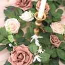 Lookein Artificial Rose Flower Garland Greenery Garland 5FT for Wedding Ceremony Backdrop Arch Flowers Table Centerpieces Decorations, Garden Dusty Rose