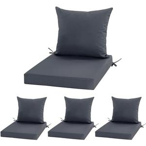 Amazon.com : Outdoor Cushions for Patio Furniture, Waterproof Outdoor Chair Cushion w/Fade-Resistant, Removable & Machine-Washable Cover, 22x22 Inch, Deep Seat Sofa/Couch Pad Replacement  Set of 4, Dark Grey : Patio, Lawn & Garden