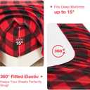 Softan Christmas Fleece Sheets Full Size, Flannel Like Soft, Velvet Polar Microfleece Sheets for Winter, Red Buffalo Plaid