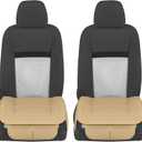 Motor Trend Seat Covers for Cars Trucks SUV, Faux Leather Beige Padded Seat Covers with Storage Pockets, Premium Interior Car Seat Cover, 2 x Front Seat Covers