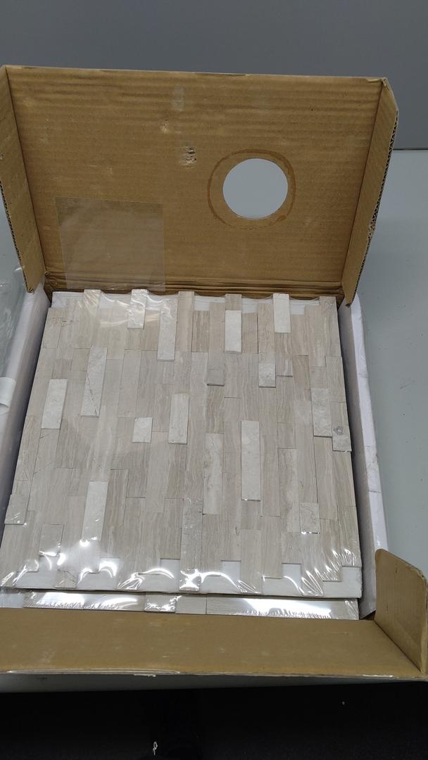 SUNWINGS 4Sheet Peel and Stick Mosaic Natural 3D Stone Self Adhesive Marble Tiles, 11.5" x 10.7" Stick on Backsplash for Kitchen Bathroom Fireplace Vanity, Mixed Tan