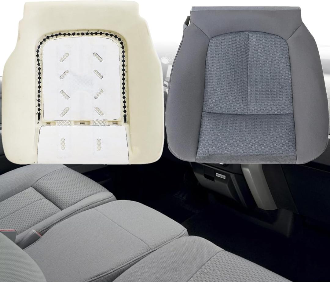 GXARTS Driver Side Bottom Replacement Cloth Seat Cover and Bottom Foam Cushion Pad Compatible with Ford F150 2011 2012 2013 2014 Steel Gray #MS US or CS