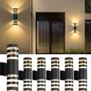 6Pack 15inch LED Cylinder Up & Down Wall Lights,18W Modern Outdoor Wall Light 4000K Day White Aluminum Body Waterproof IP65 LED Exterior Light Fixtures Wall Mount for House Patio Garage Garden