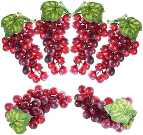YimeBand 6 Bunches Artificial Grapes, Fake Lifelike Fruit Plastic Grapes for Home Kitchen Pub Party Photography Props, Simulation Fruit Set, Party Chirstmas Decortion