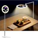 yAyusi 68.5" Overhead Phone Mount with Ring Light for iPhone, 3000mAh 360 Rotation Foldable Rechargeable Ring Light Phone Holder for Video Recording, Live Streaming, Artistic Creation, TikTok,YouTube