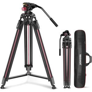 NEEWER 79"/2m Video Camera Tripod with Fluid Head, One Step Quick Release Aluminum Heavy Duty Tripod Stand with QR Plate Compatible with Canon Nikon Sony DSLR Camera Camcorder, Max Load 17.6lb, LL38