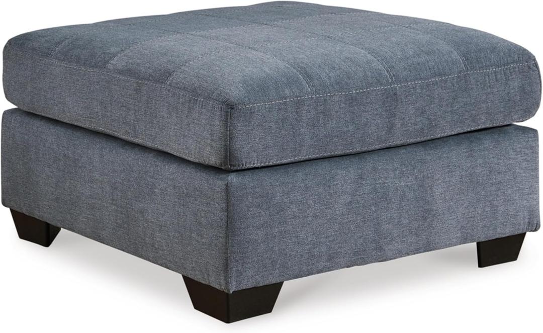 Signature Design by Ashley Marleton Classic Square Upholstered Oversized Accent Ottoman, Blue
