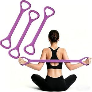 Figure 8 Resistance Band with Handles Elastic Exercise Band for Arm Back & Shoulder Workout Non-Slip 8 Shaped Resistance Band for Home Gym Yoga Pilates Stretching & Physical Therapy 3Pack