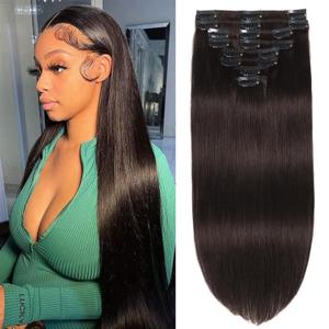 Dark Brown Clip in Hair Extensions Real Human Hair Remy Human Hair Clip in Extensions Invisible Natural Straight Seamless Hair Extensions 8pcs Double Weft 18 Inch 80g