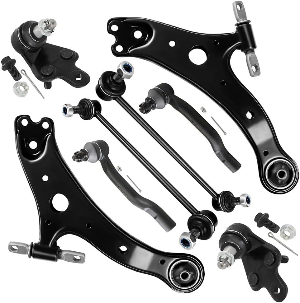 SCITOO 8pcs Front Suspension Kit Lower Control Arm Assembly Lower Ball Joints Outer Tie Rod Ends Sway Bar Links Fit For 2013-2018 For Toyota Avalon 2012-2017 For Toyota Camry