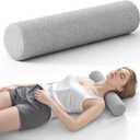 Neck Roll Pillow, Memory Foam Neck Support Pillows, Round Neck Pillows, Cylinder Bolster Pillows for Bed, Couch, and Yoga, Removable Washable Cover,18 * 4 * 4 inch (Small,Grey)