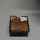 Rustic Wooden Coaster Set with Holder, Drink Coasters, Pattern Design, Brown, Decorative Table Protection Eco-Friendly, Absorbent, Antique Look Handcrafted Coasters (Iron Case)