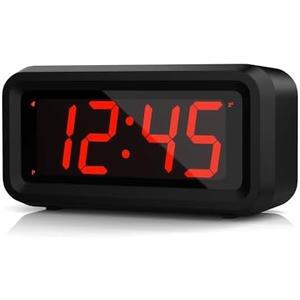 Alarm Clock, LED Digital Clock, Small Wall Clock, Battery Operated, Adjustable 3-Level Led Brightness, Dim Night Mode, 12/24Hr, Cordless, Constantly 1.2'' Digits Display for Bedroom/Travel,Easy to Set