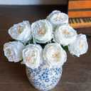 DUYONE White 4pcs Fake Flowers for Decoration Home Decor Artificial Flowers Austin Rose Peony Latex Fake Flower Living Room Decoration Vivid Pink Roses Peonies(White 4pcs)
