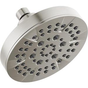 Delta 6-Setting Brushed Nickel Shower Head with High Pressure Spray, 6 Inch Round Shower Head, Showerheads, 1.75 GPM Flow Rate, Stainless 52535-SS