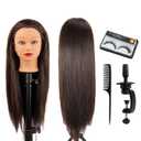 Mannequin Head Human Hair 80% Human Hair Mannequin Head Hair Styling Cosmetology Manikin Head Doll Head for Hairdresser with Clamp Holder