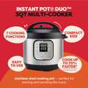 Instant Pot Duo 7-in-1 Mini Electric Pressure Cooker, Slow Rice Cooker, Steamer, Sauté, Yogurt Maker, Warmer & Sterilizer, Includes Free App with over 1900 Recipes, Stainless Steel, 3 Quart