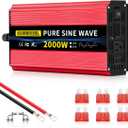 SUNWHEEL 2000W Pure Sine Wave Inverter, 12V DC to 110V/120V AC Power Inverter for RVMicrowaveOff GridTruckRefrigeratorAir Conditioner with 2 AC outlets and LCD Display