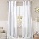 Nanspring Black Semi Sheer Linen Curtains 84 inch Length for Living Room Back Tab Rod Pocket Modern Farmhouse Coastal Decor White Cotton Textured Gauze Curtains for Dining Room Office 38x84 