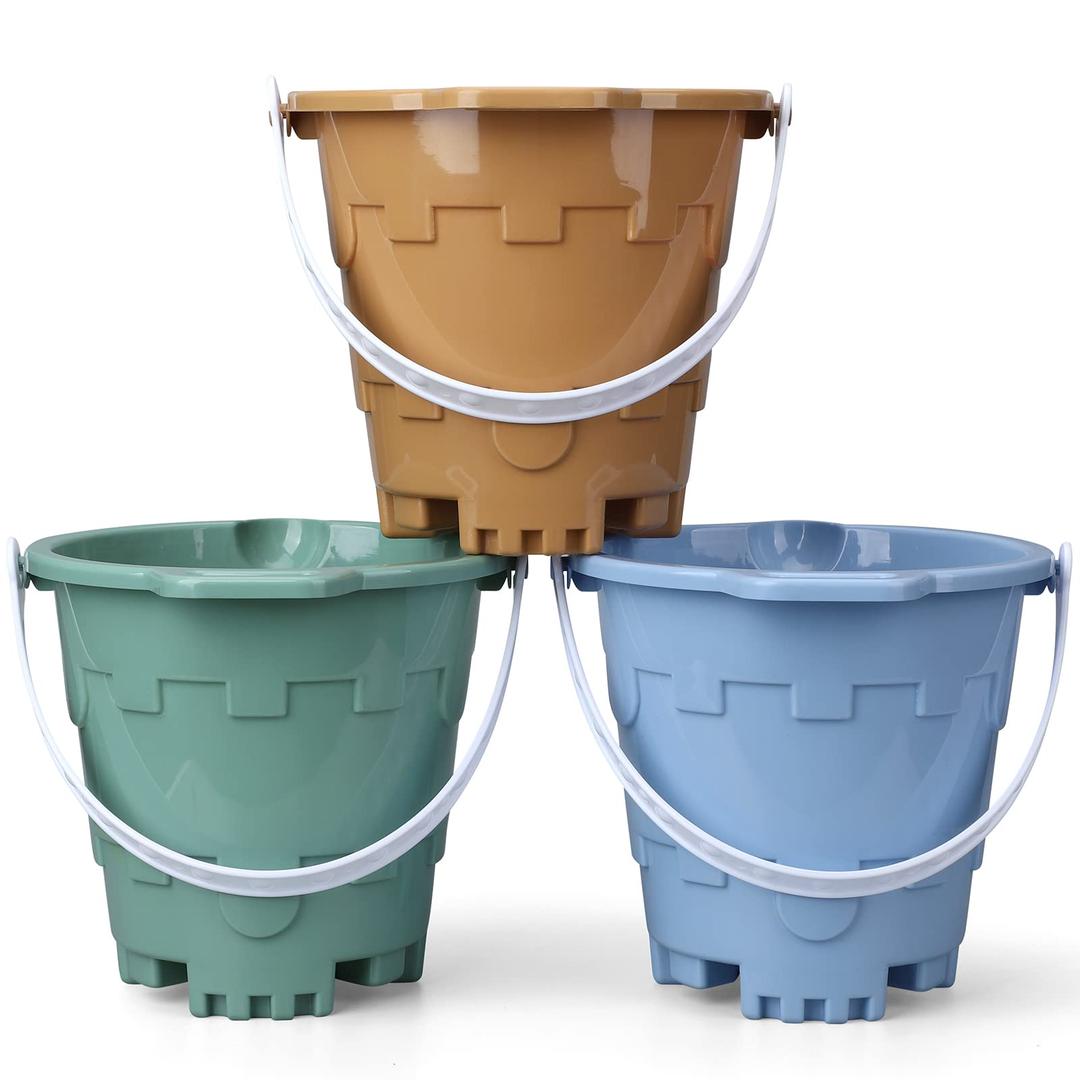 Jumbo Beach Sand Toys Buckets for Kids Adults, Large Castle Bucket Pails Beach Gear Accessories 7" Pails for Sandbox Water Pool Gardening Tool Toy Environmentally ABS Durable Gift Set Bundle Gift