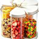 Ankou Rotating Food Storage Containers Set of 6, 23oz (690ml) Clear PET Jars with Dual Pour Lids, 360° Lazy Susan Pantry Organizer for Snacks, Cereal, Nuts, Oats & Dry Foods, Kitchen Grain Dispenser