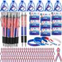 400pcs American Patriotic Gift Bulk USA Patriotic Pens American Flag Lapel Pins Bracelets Organza Gift Bag Set for Veterans Day Independence July 4th Memorial Day Supplies(Design)