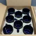 Set of 8 Ceramic Campfire Mugs  15 Oz, Cobalt Blue  Coffee & Tea Cups for Home, Work, Travel, Camping  Customizable, Great for DIY, Events, Companies