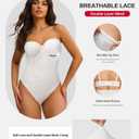Nebility Strapless Shapewear for Women - Thong Bodysuit Tummy Control Lace Corset Tops Underwire with Removable Strap