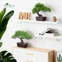 Der Rose 2Pcs Small Fake Plants Artificial Bonsai Tree Set Ficus and Cedar for Office Desk Shelf Room Home Zen Decor Indoor