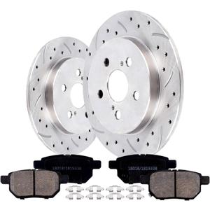 Rear Brake Pads and Rotors Kit for Toyota Corolla 2009-2019, Prius 2010-2013, Lexus CT200h 2011-2013, Pontiac Vibe 2009-2010