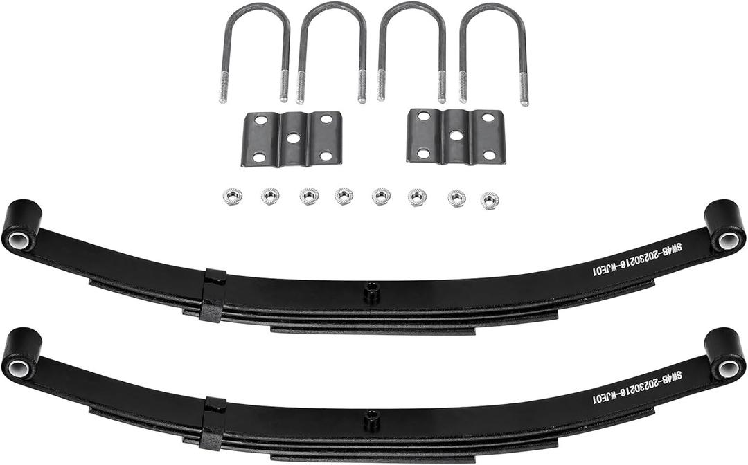 Aeagle 25-1/4" 4-Leaf 1750lb Capacity Double Eye Spring for 3500lb Trailer Axle & U-Bolt Kit, 1.75" Width, 3" Free Open, Replaces for SW4B, 2PCS