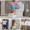 MR.SIGA Toilet Stool Squat Adult, Bathroom Stool Heavy Duty, Anti Slip Toilet Step for Bathroom, Toddler Step Stool for Kids, White & Grayish Blue