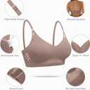 DEANGELMON V Neck Bra Padded Seamless Adjustable Straps Bralettes Everyday Basic Sleeping Bras Multiple Pack (Black, L)