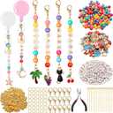 Suncalla 653pcs Charms Lip Gloss Keychain Making Kit Personalized Charm Jewelry Chain for DIY Supplies Bag Custom Keychains