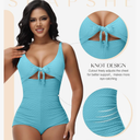 SHAPSHE Black One Piece Swimsuits for Women Tummy Control Swimsuits Slimming Bathing Suits V Neck Swimwear Cutout Tie Knot Front Flattering Swimsuit S